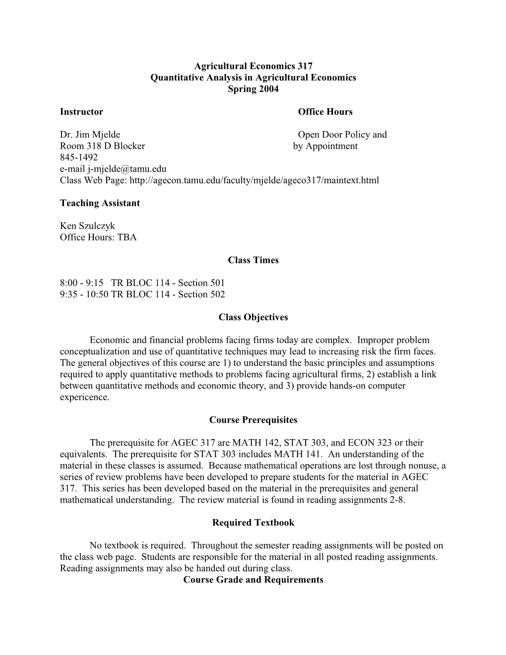 Quantitative Analysis in Agricultural Economics