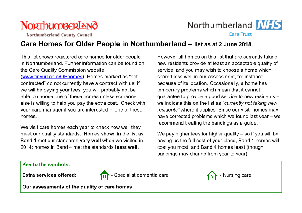Care Homes for Older People in Northumberland