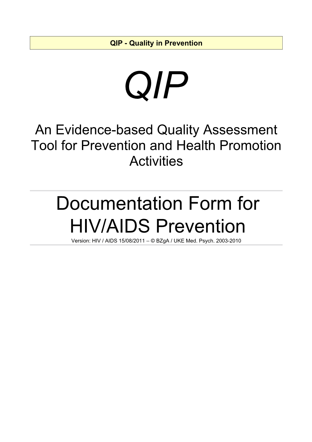 QIP - Quality in Prevention