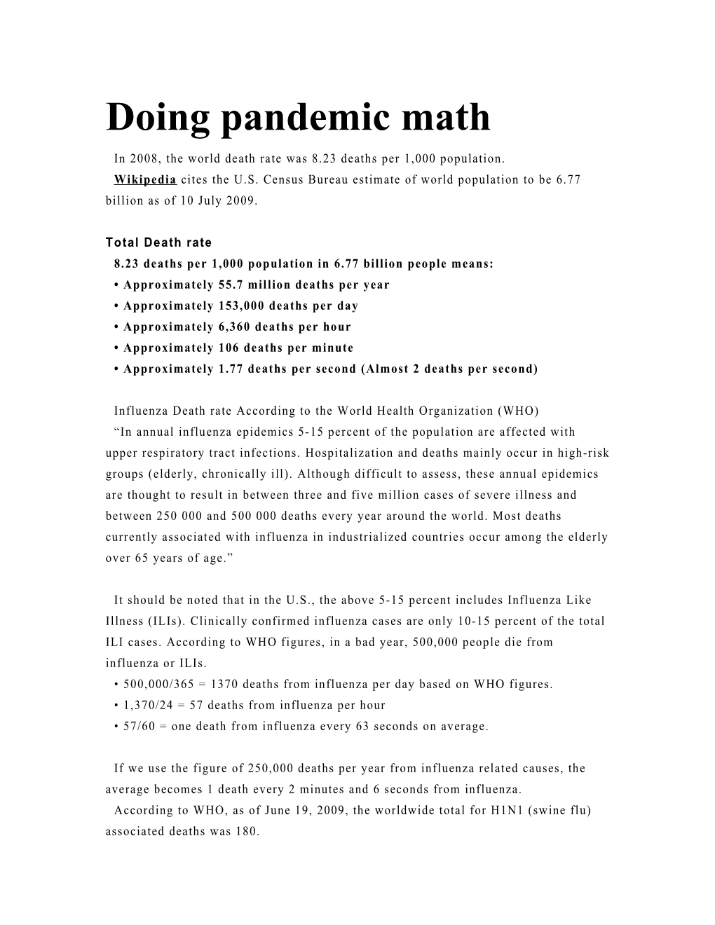 Doing Pandemic Math