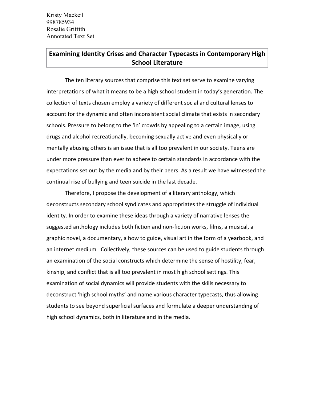 Examining Identity Crises and Character Typecasts in Contemporary High School Literature