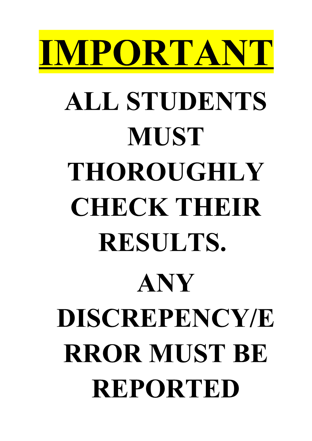 All Students Must Thoroughly Check Their Results