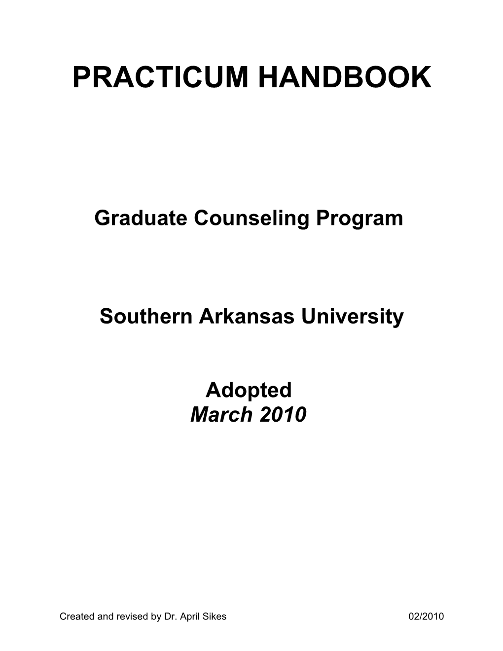 Practicum Handbook