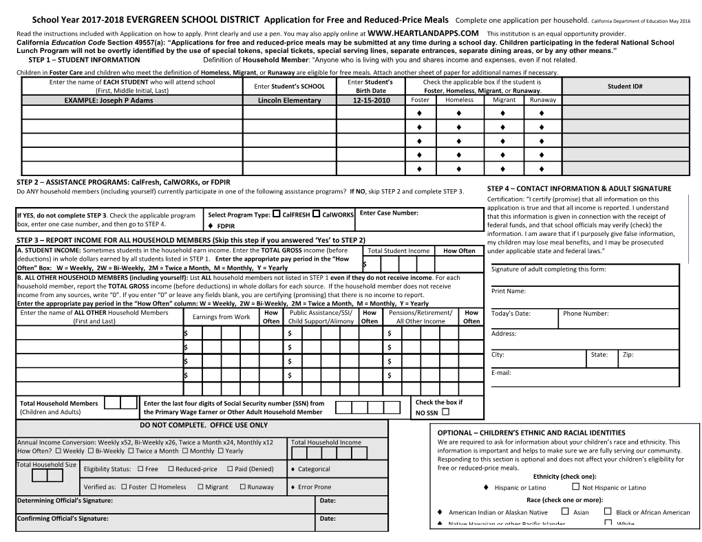 Prototype Household Application - School Nutrition (CA Dept of Education) s1