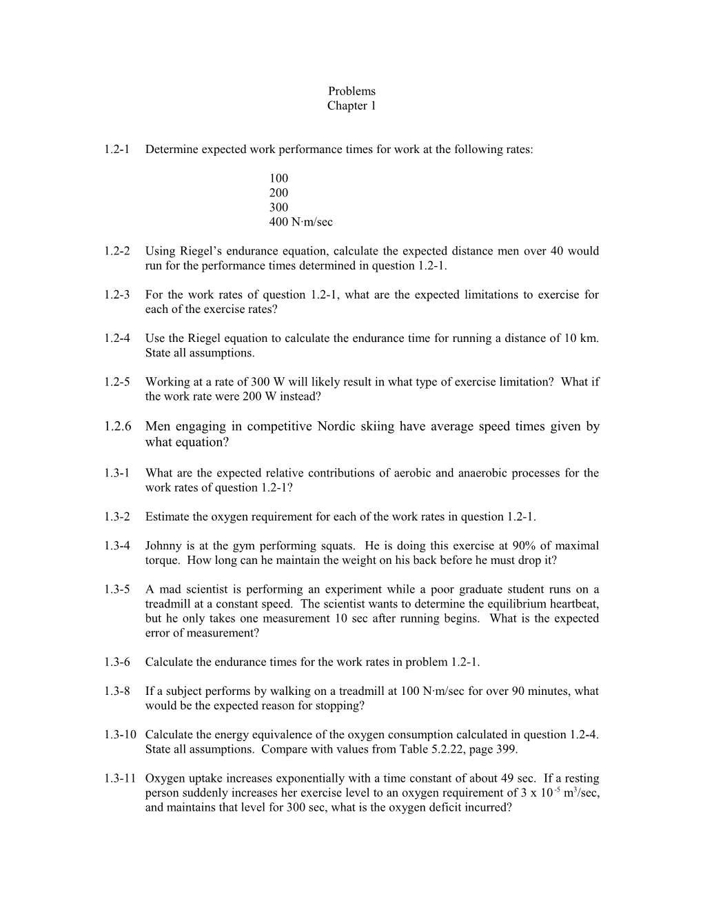 1.2-1 Determine Expected Work Performance Times for Work at the Following Rates