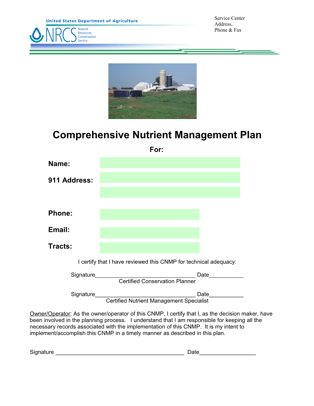 Comprenhensive Nutrient Management Plan