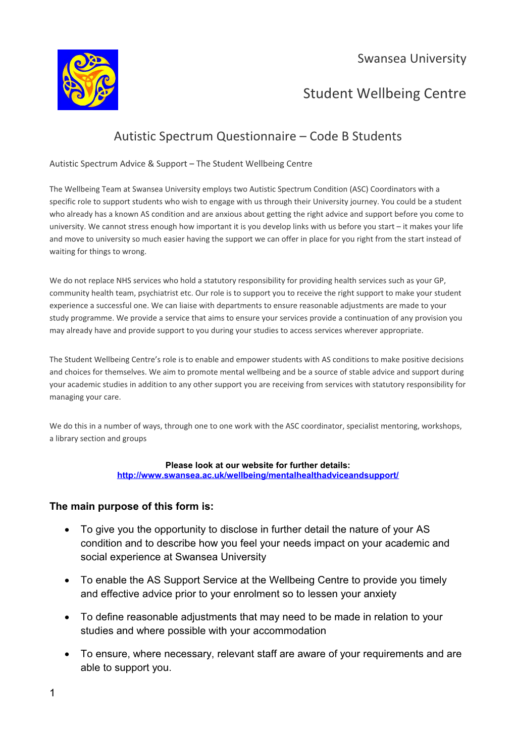 Autistic Spectrum Questionnaire Code B Students