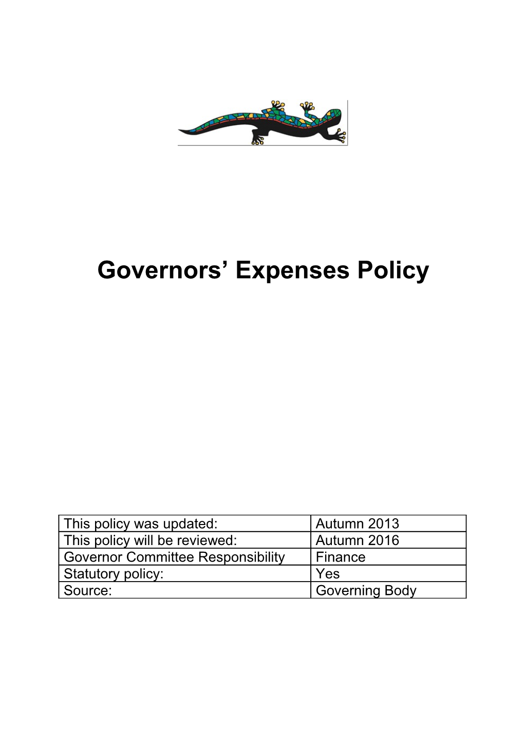 Hampton Wick Infant and Nursery School Governors Allowances Policy