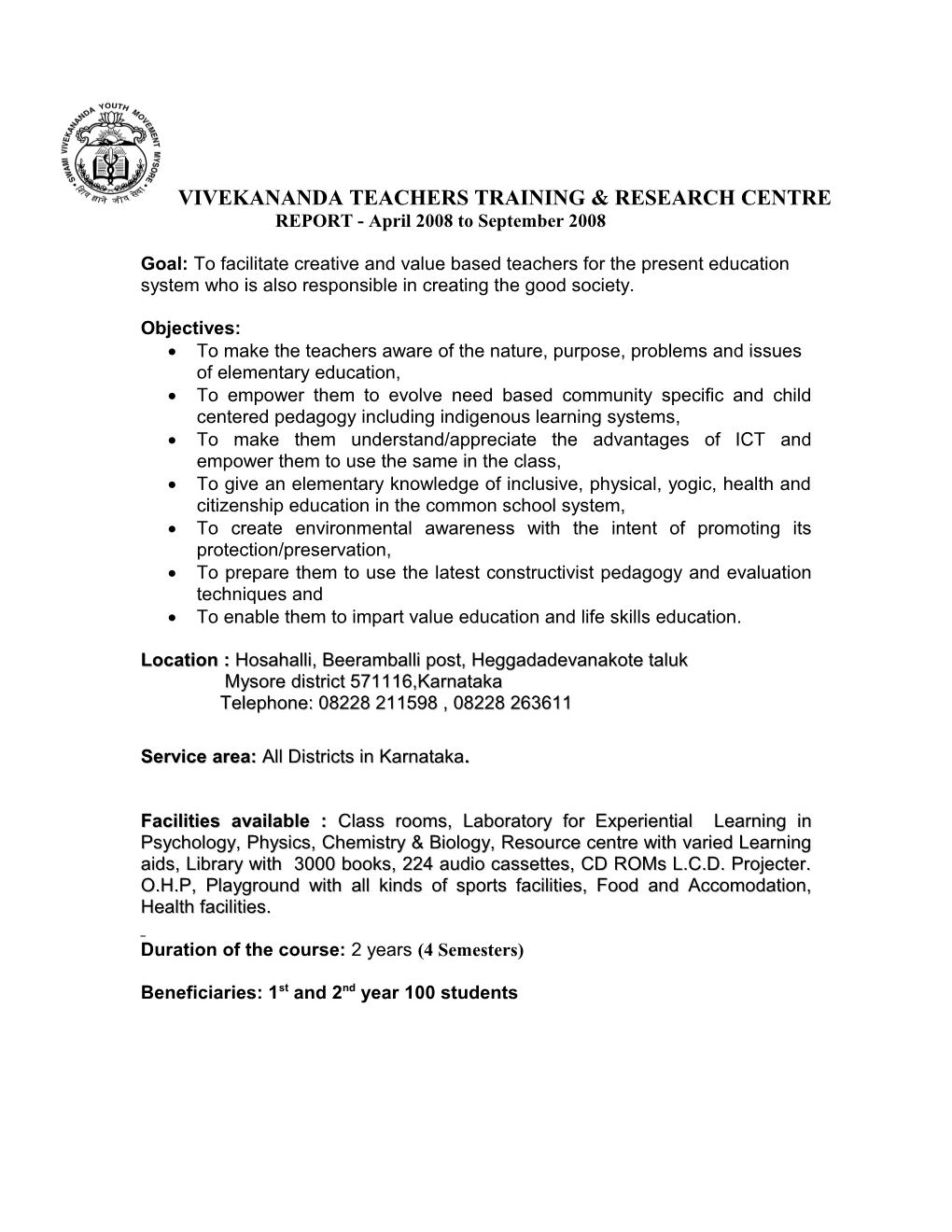 Vivekananda Teachers Training & Research Centre