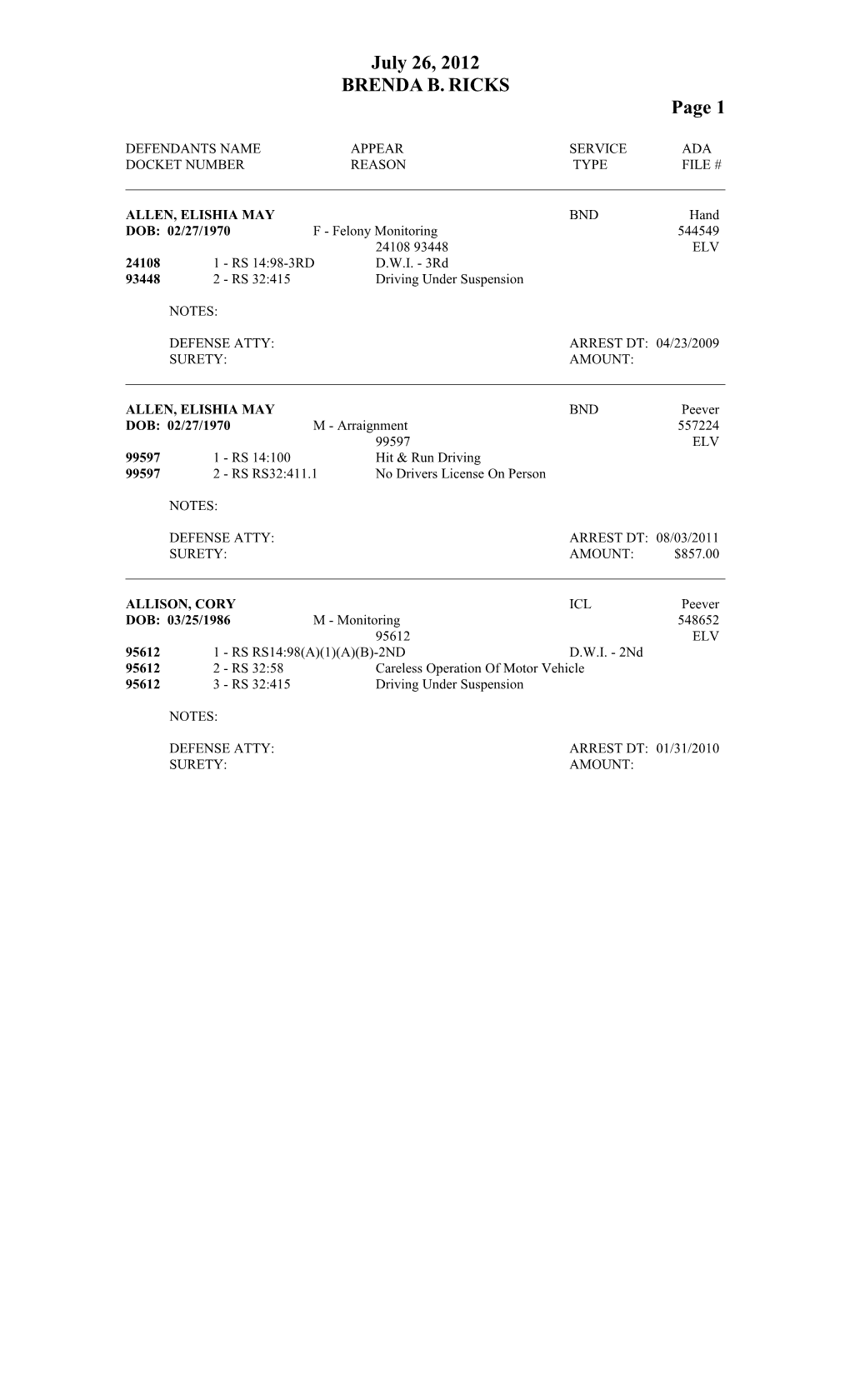 Defendants Name Appear Service Ada s24