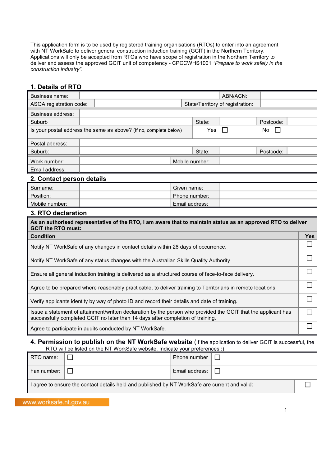 Application to Deliver General Construction Induction Training Course