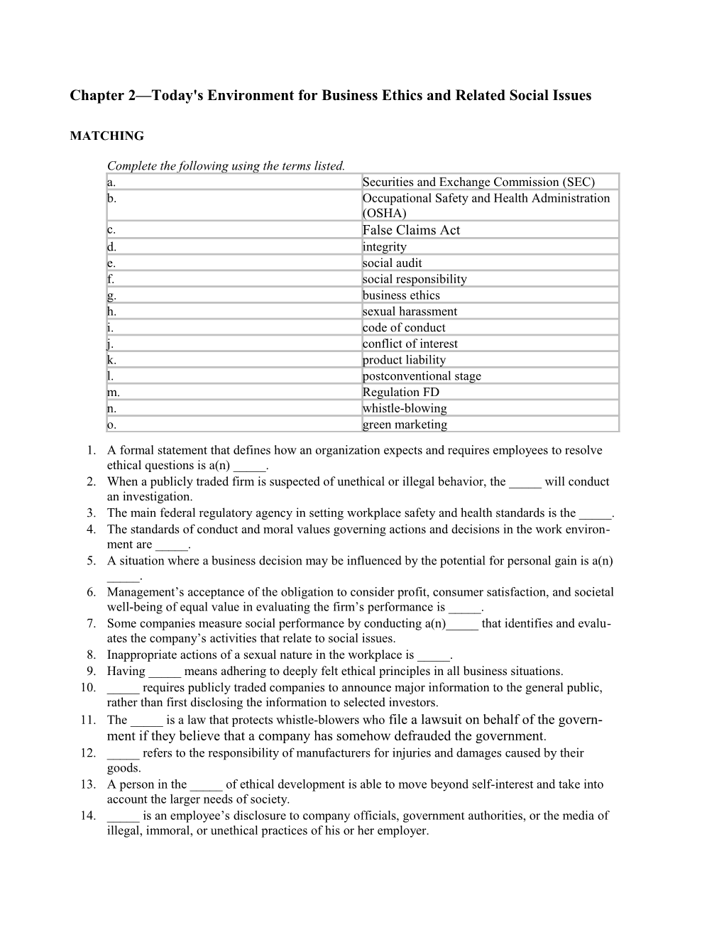 Chapter 2 Business Ethics and Social Responsibility s1