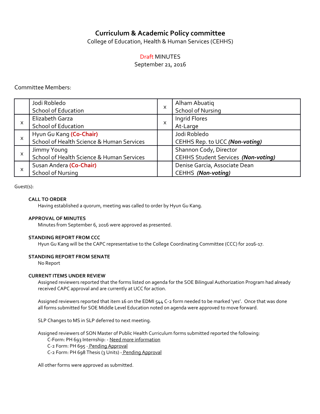 Curriculum & Academic Policy Committee