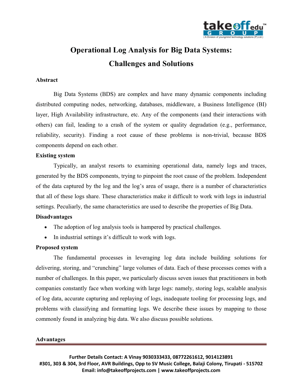 Operational Log Analysis for Big Data Systems