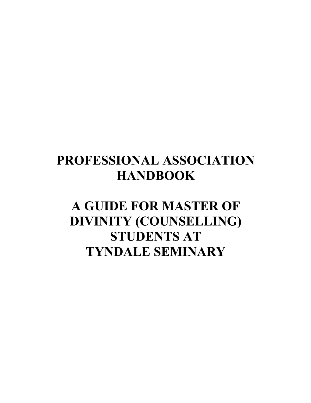 Professional Association Handbook