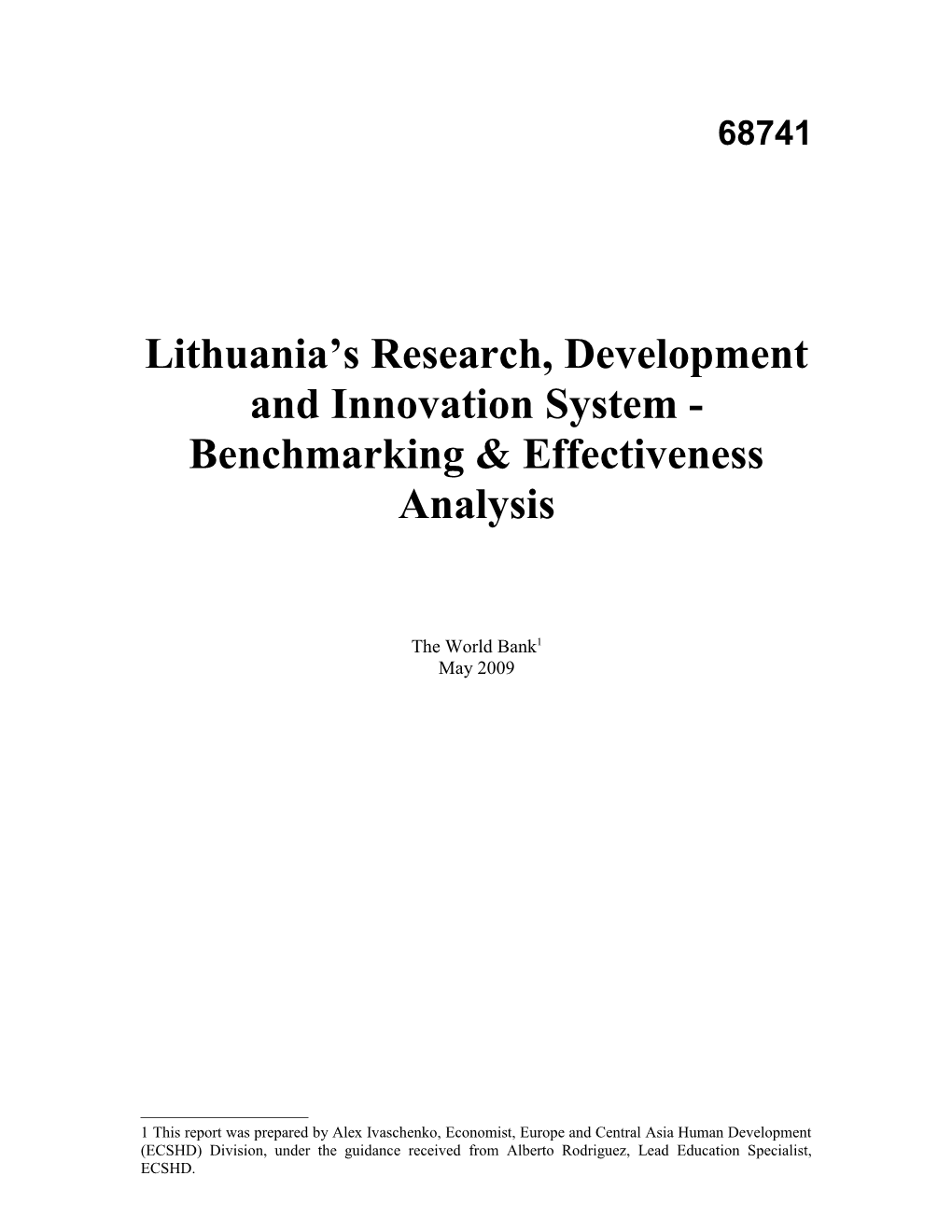 Lithuanian Public R&D Investment Benchmarking & Effectiveness Analysis