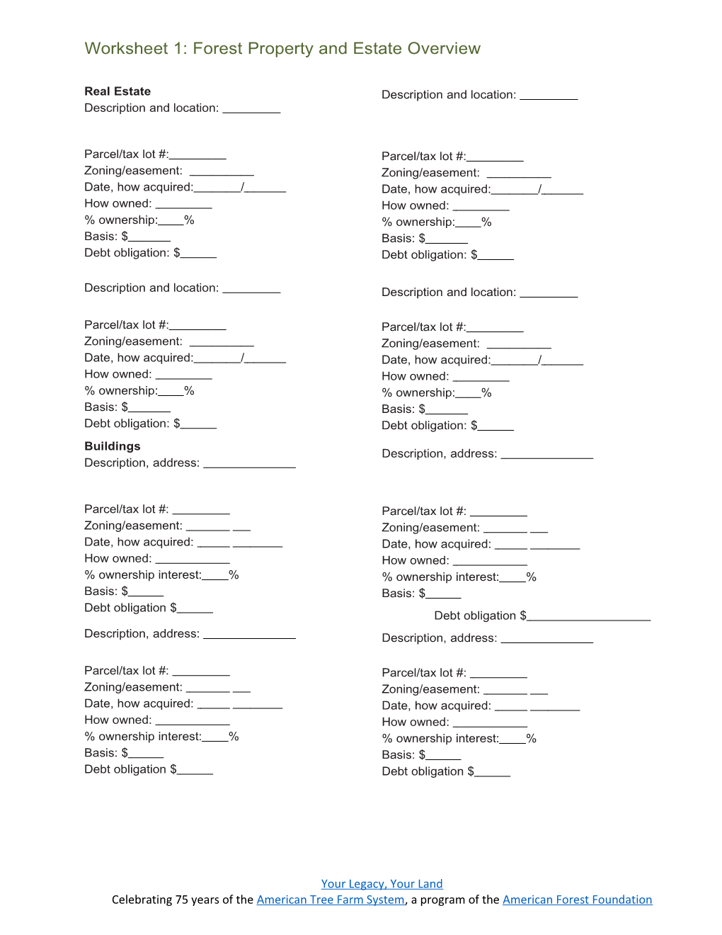 Worksheet1: Forest Propertyandestate Overview