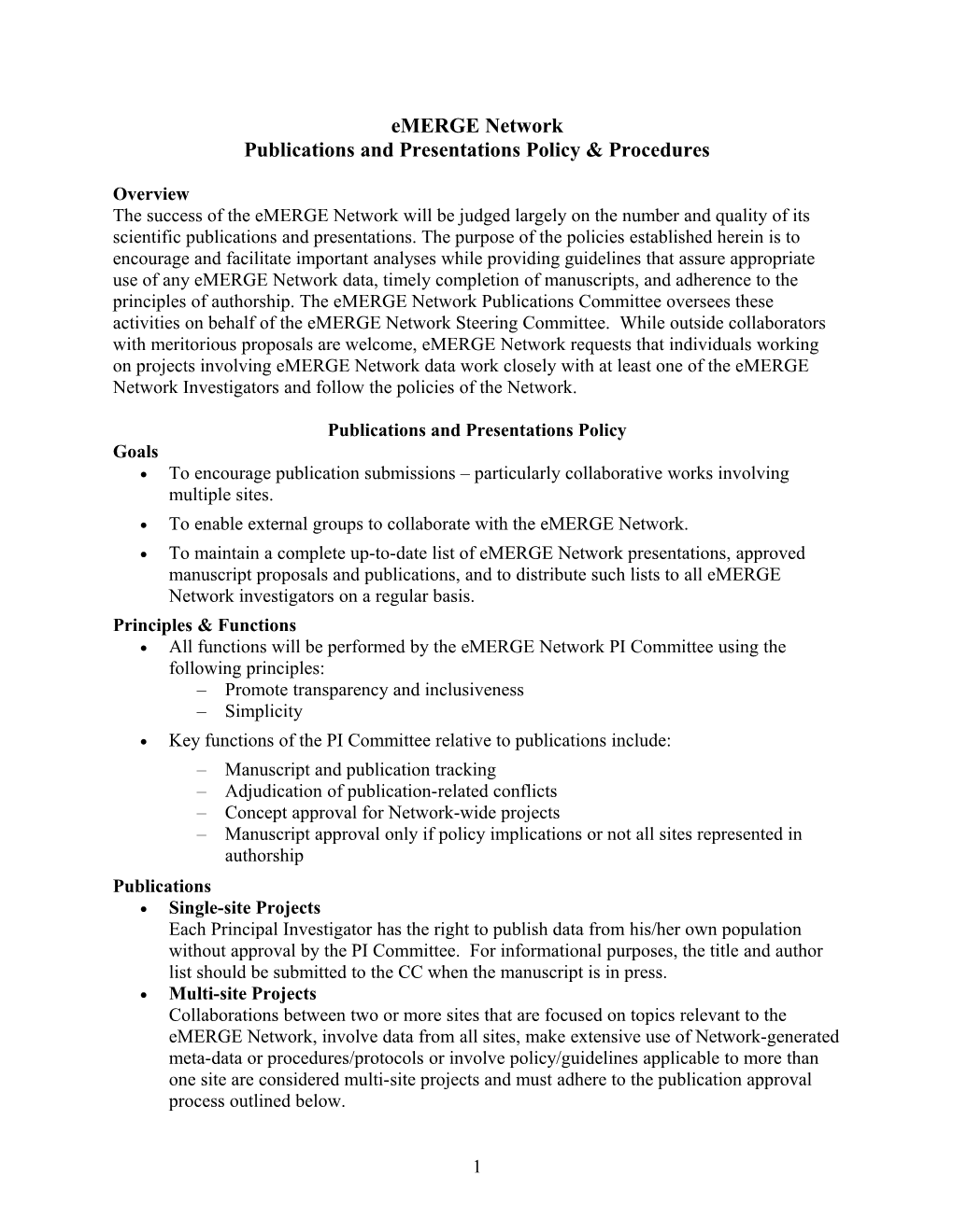 Publications and Presentations Policy & Procedures
