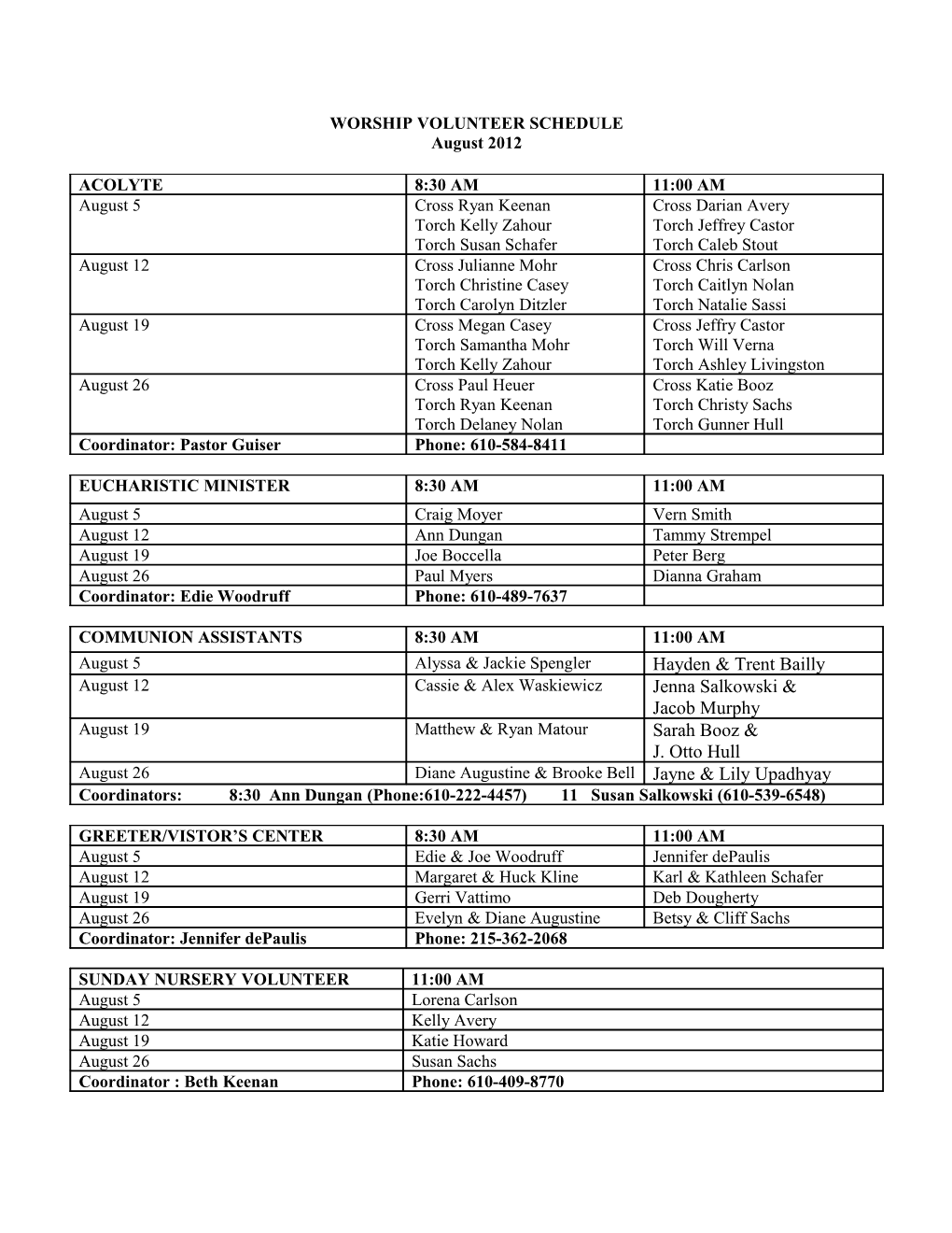 Worship Volunteer Schedule s1