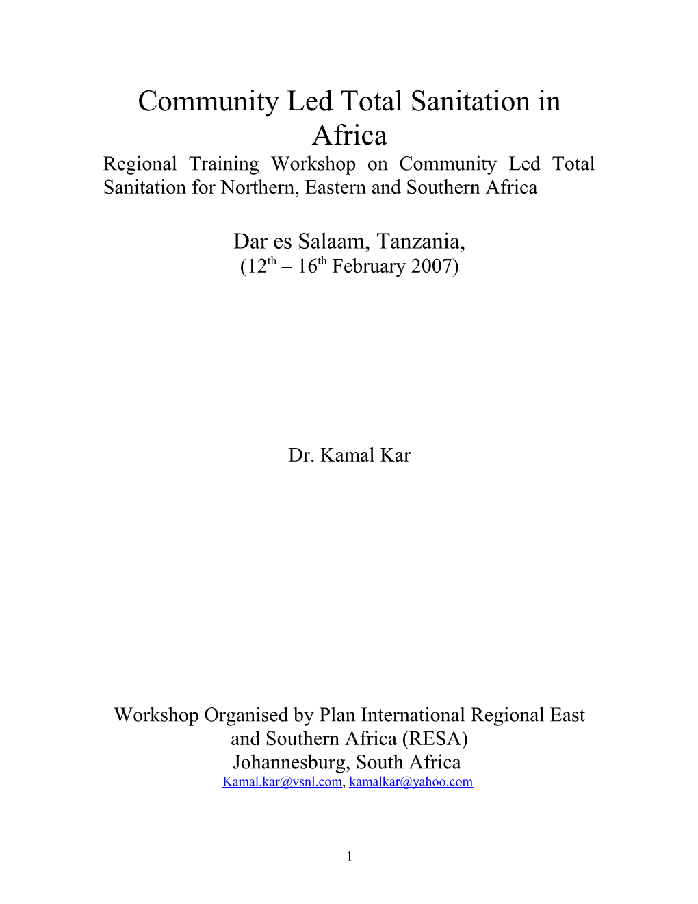 Community Led Total Sanitation in Africa