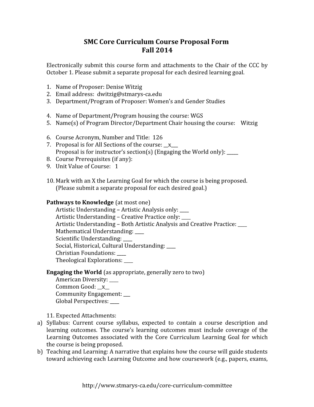 SMC Core Curriculum Course Proposal Form