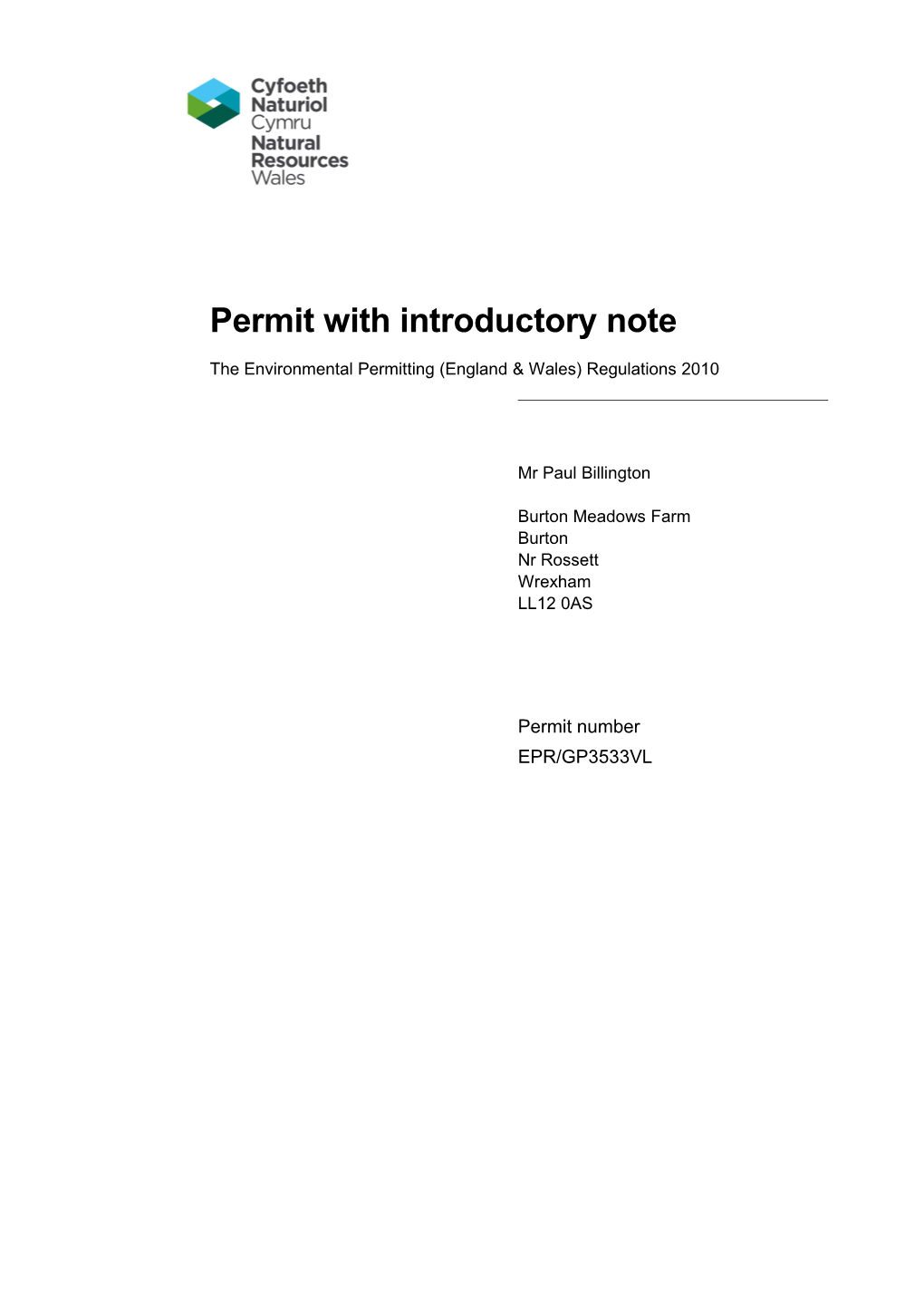 Permit with Introductory Note