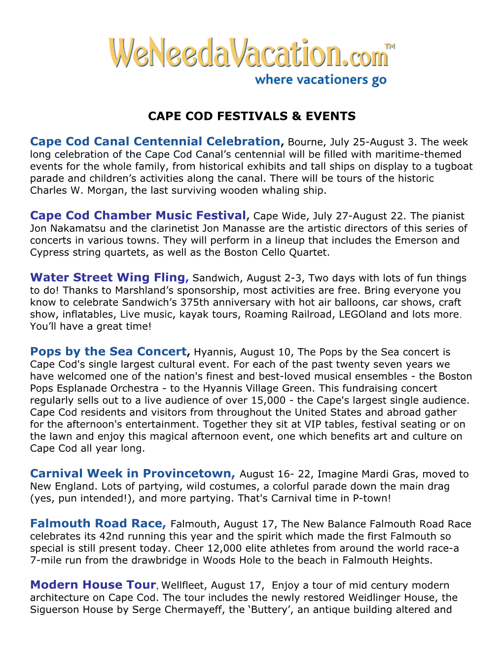 Cape Cod Festivals & Events