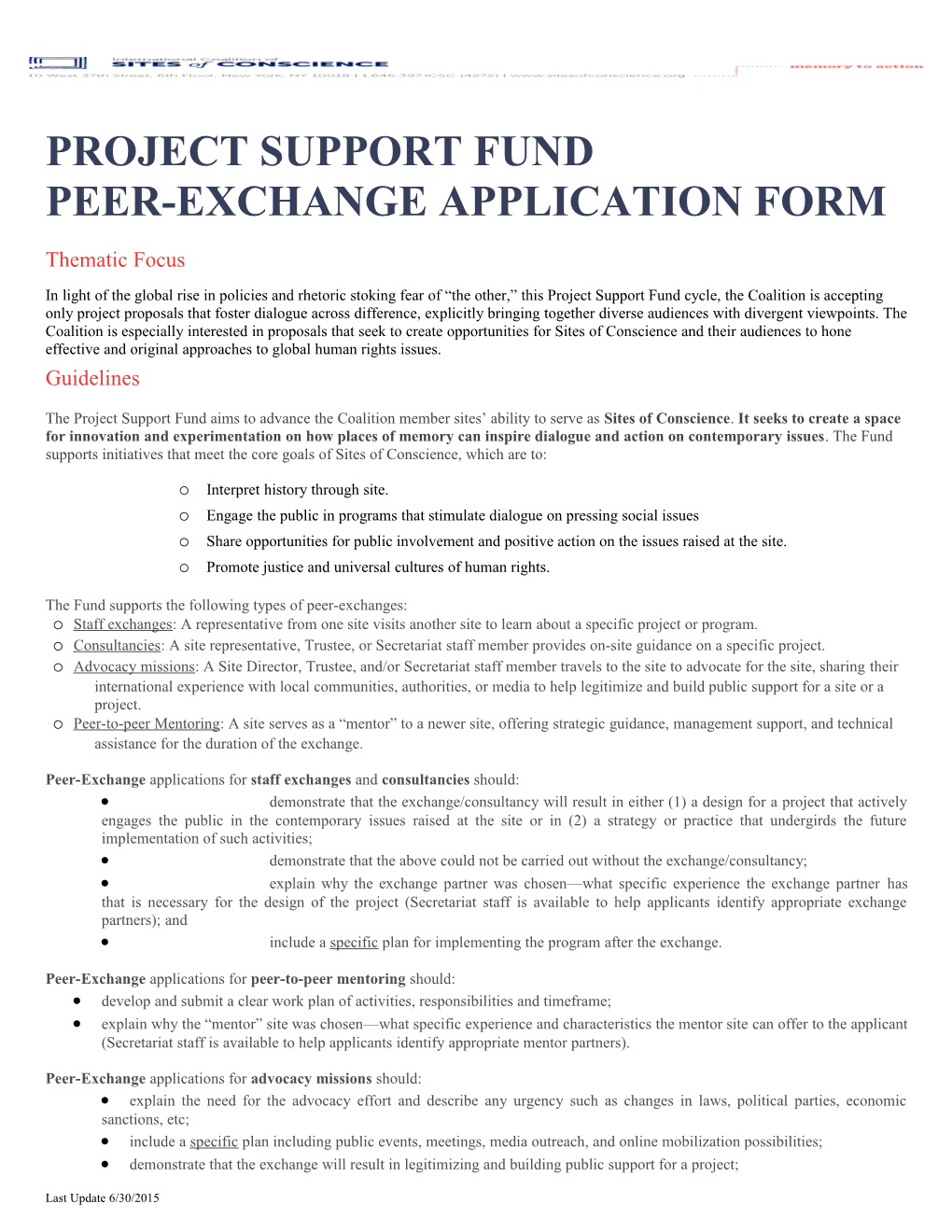 Peer-Exchange Application Form
