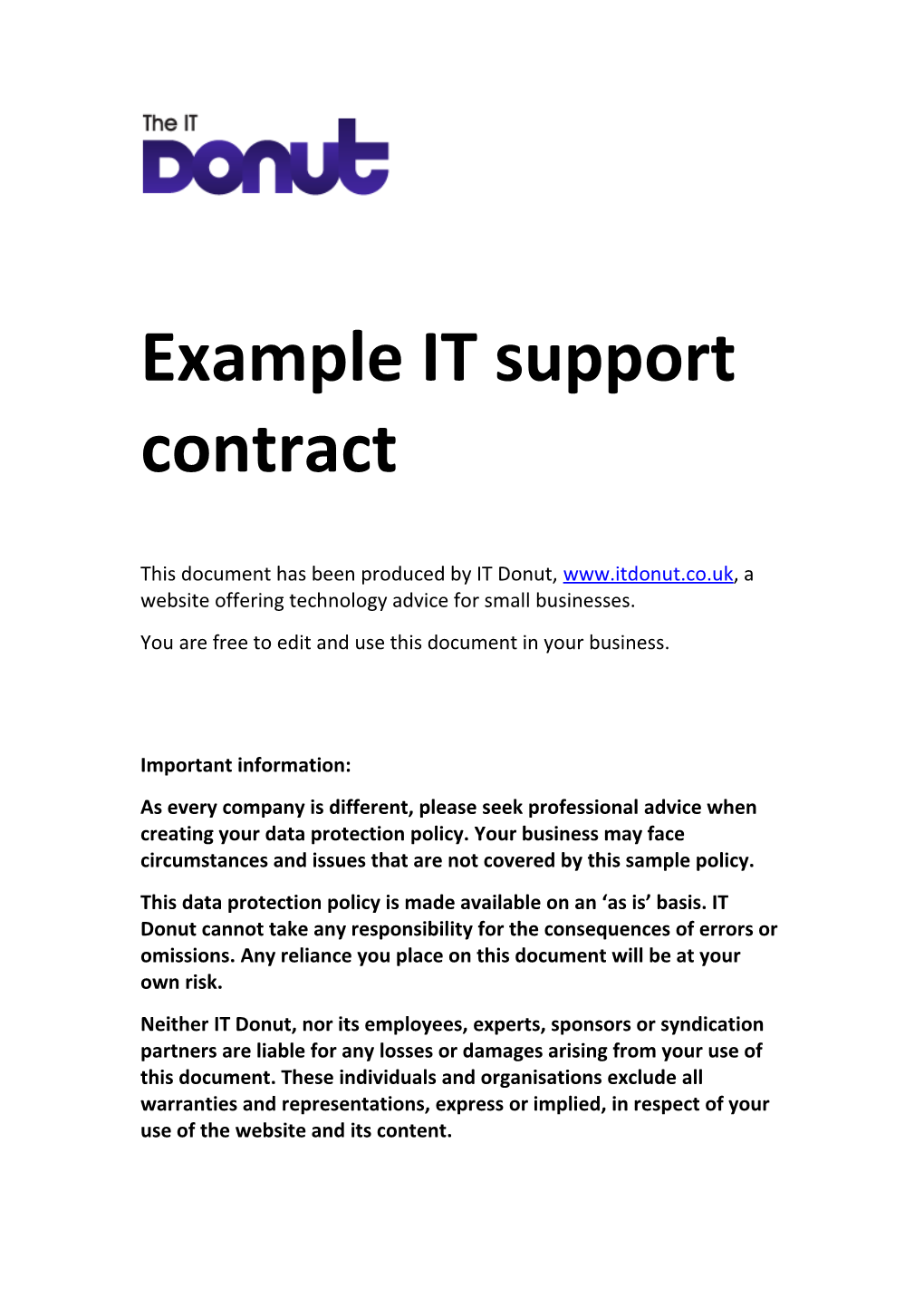 Example IT Support Contract