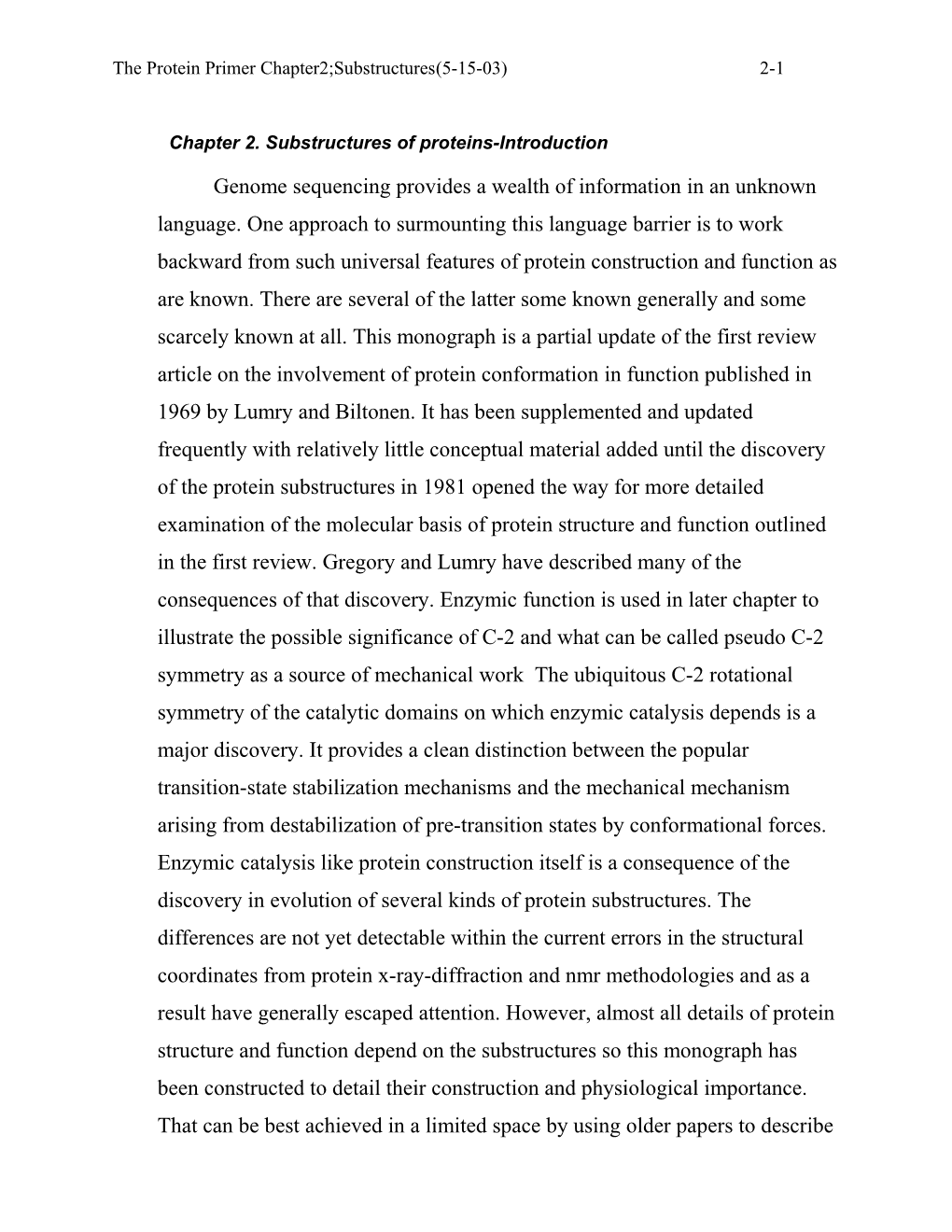 Chapter 2. Substructures of Proteins-Introduction