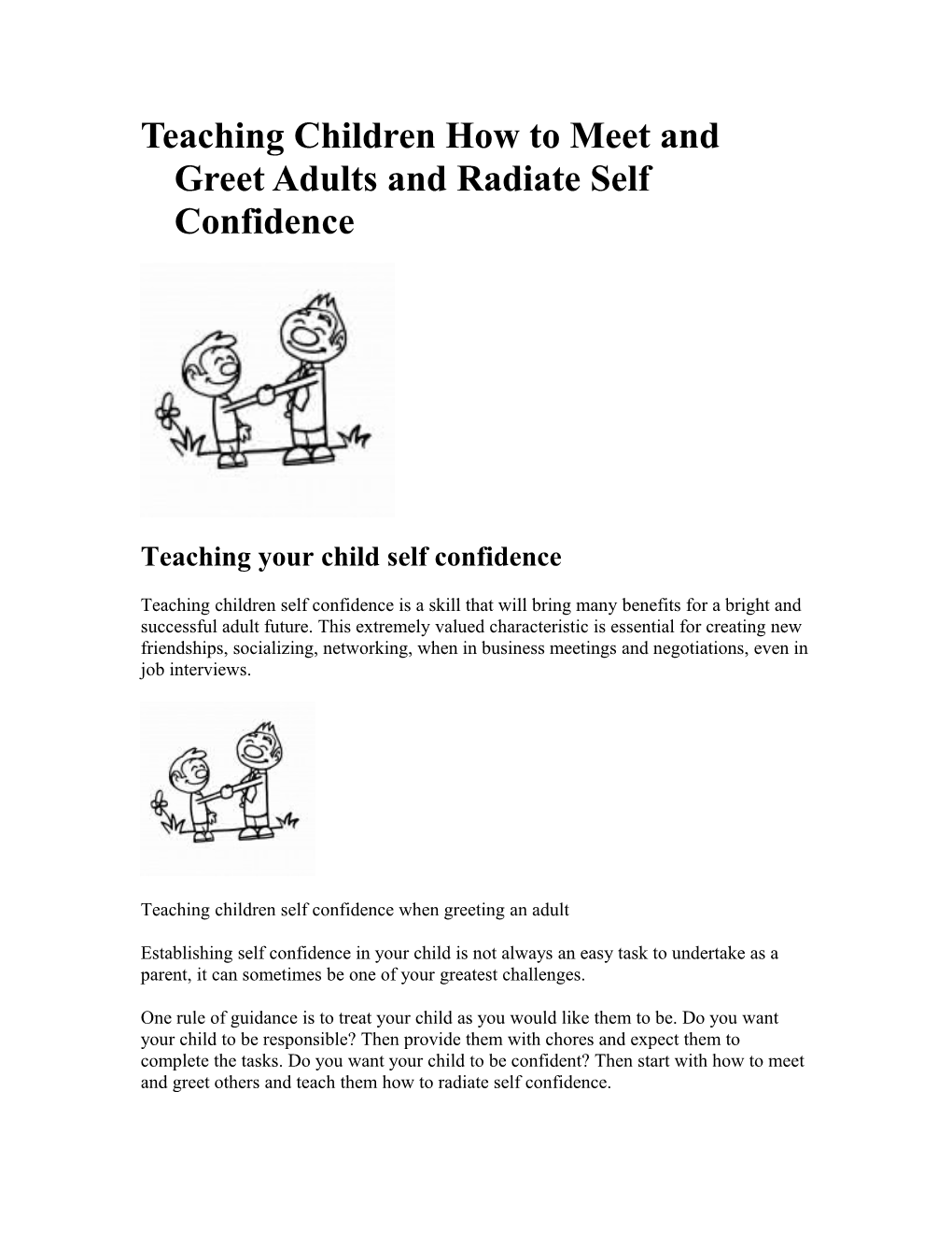Teaching Children How to Meet and Greet Adults and Radiate Self Confidence