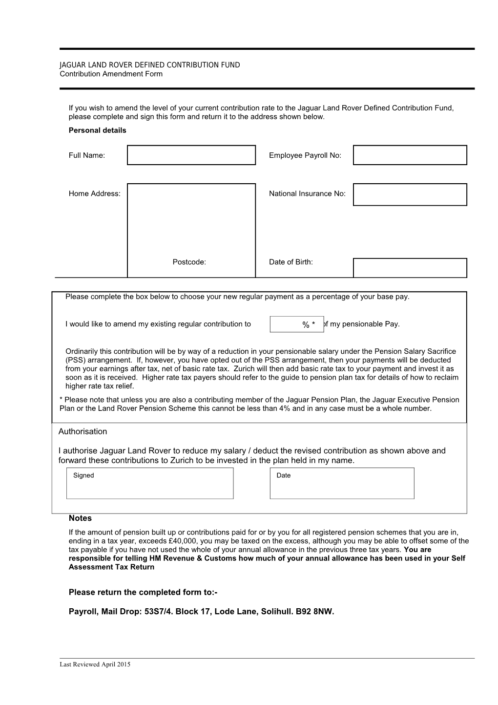 Jaguarland Rover Defined Contribution Fund