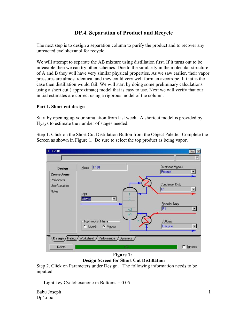 DP.4. Separation of Product and Recycle