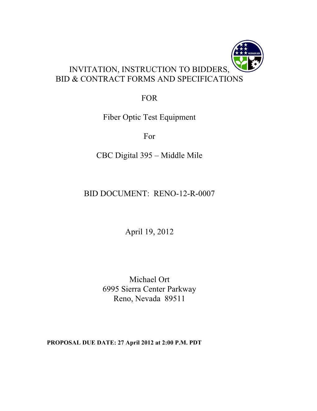 Fiber Optic Cable RFP