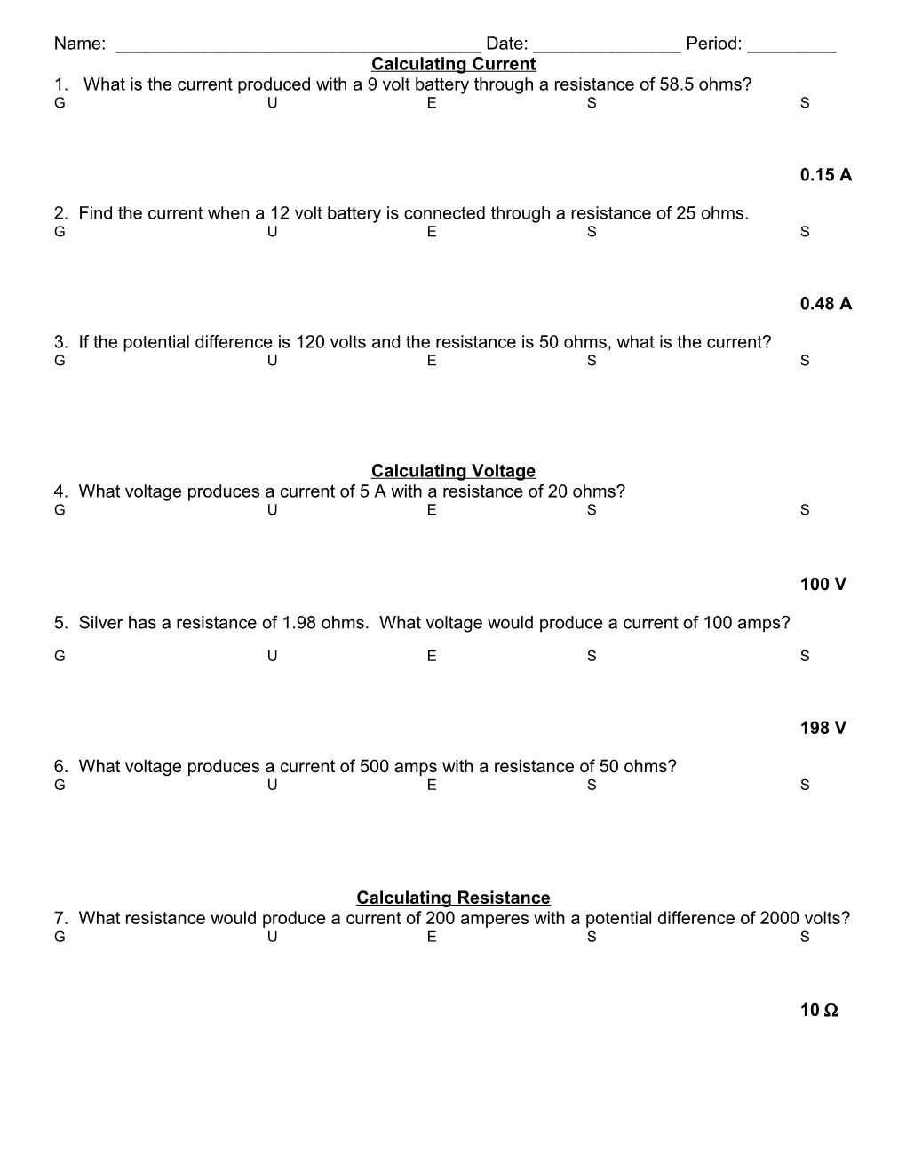 Calculating Current