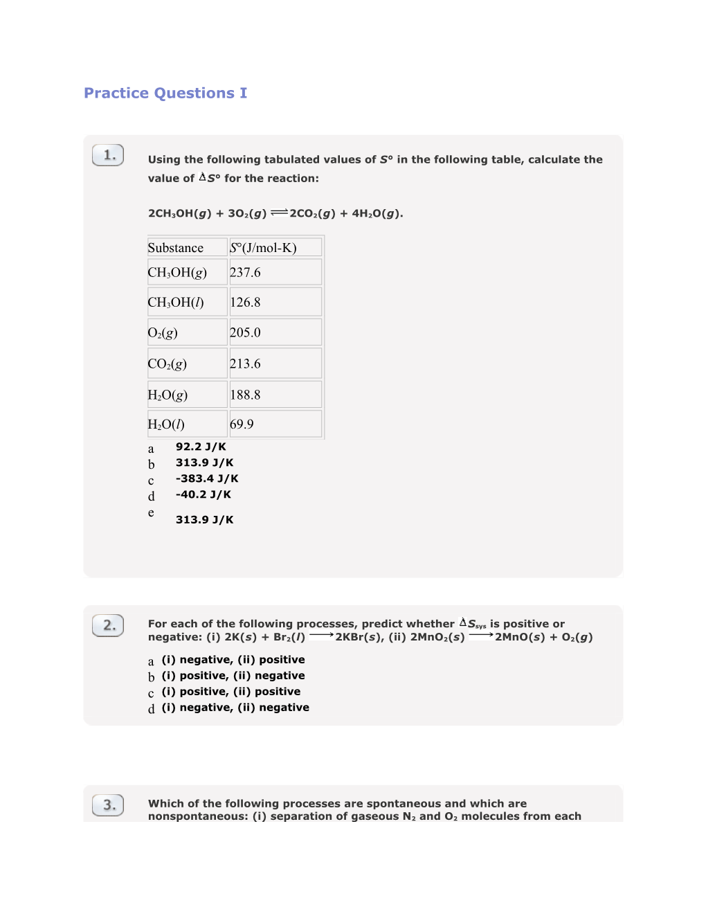 Practice Questions I