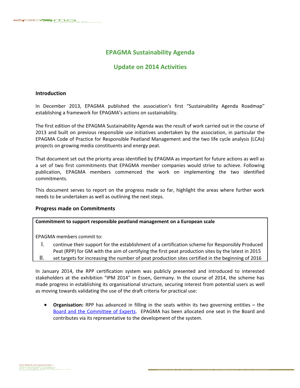 EPAGMA Sustainability Agenda