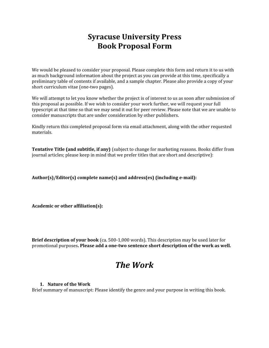 Book Proposal Form