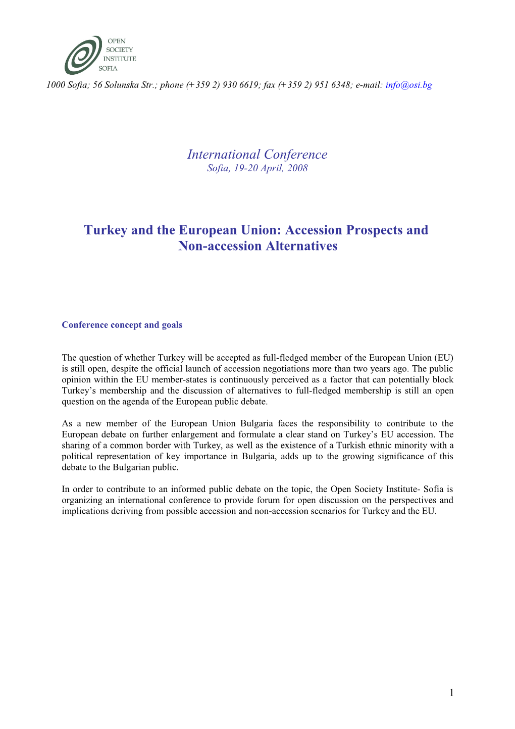 Turkey and the European Union: Accession Prospects And