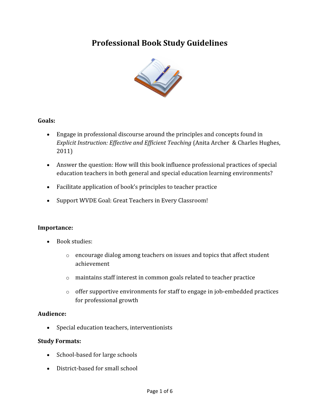 Professional Book Study Guidelines