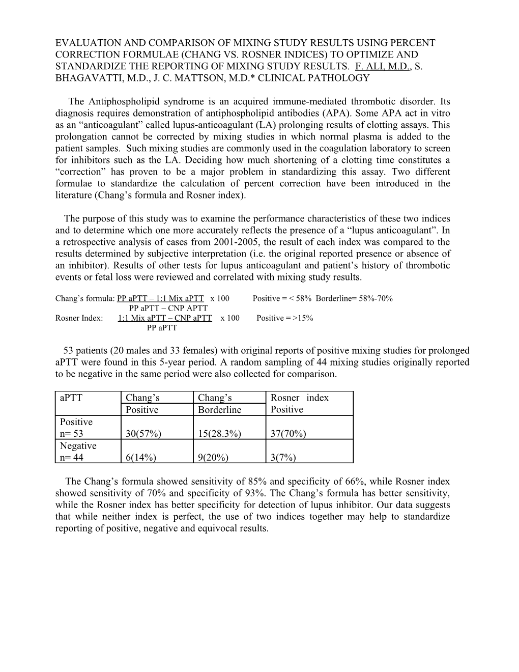 Evaluation and Comparison of Mixing Study Results Using Percent Correction Formulae (Chang Vs