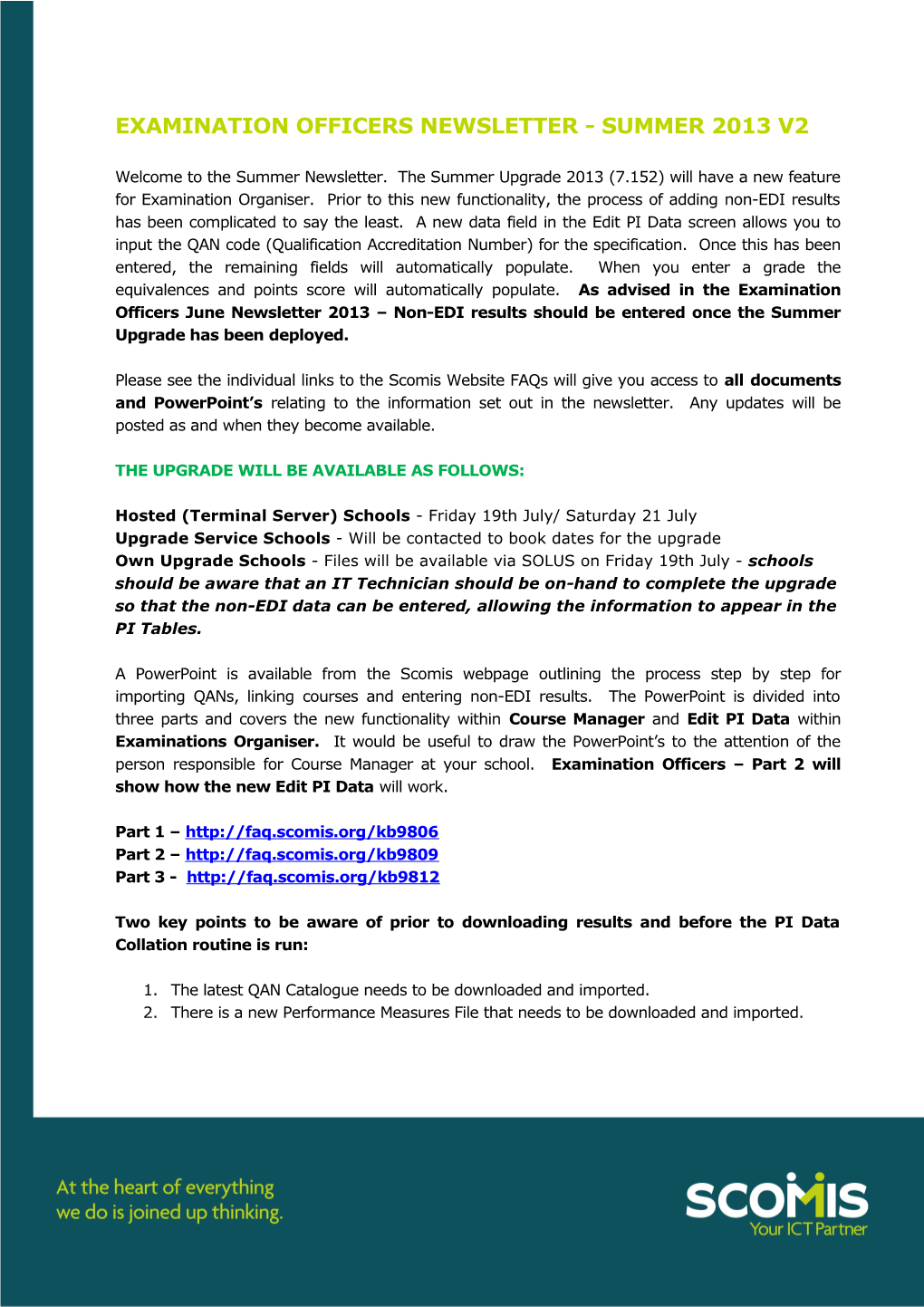 Examination Officers Newsletter - Summer 2013 V2