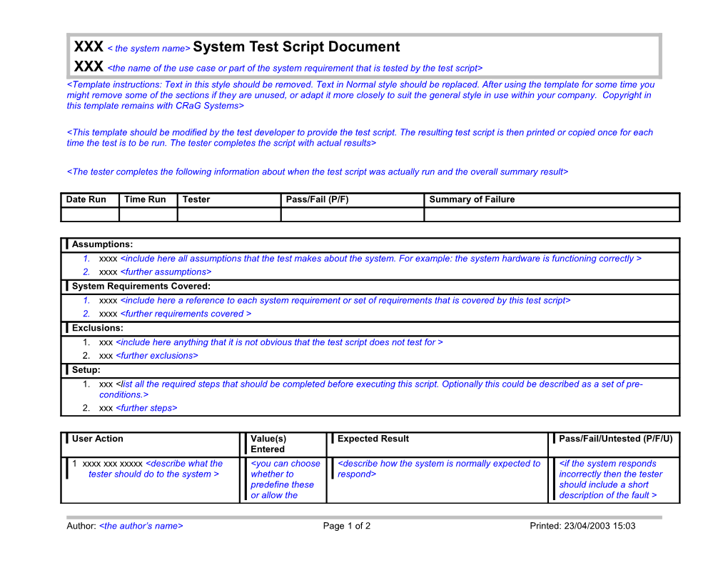 Use Case Document Template