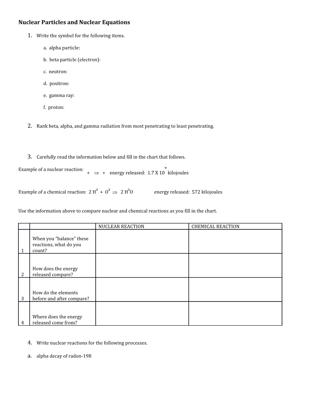 Nuclear Particles and Nuclear Equations