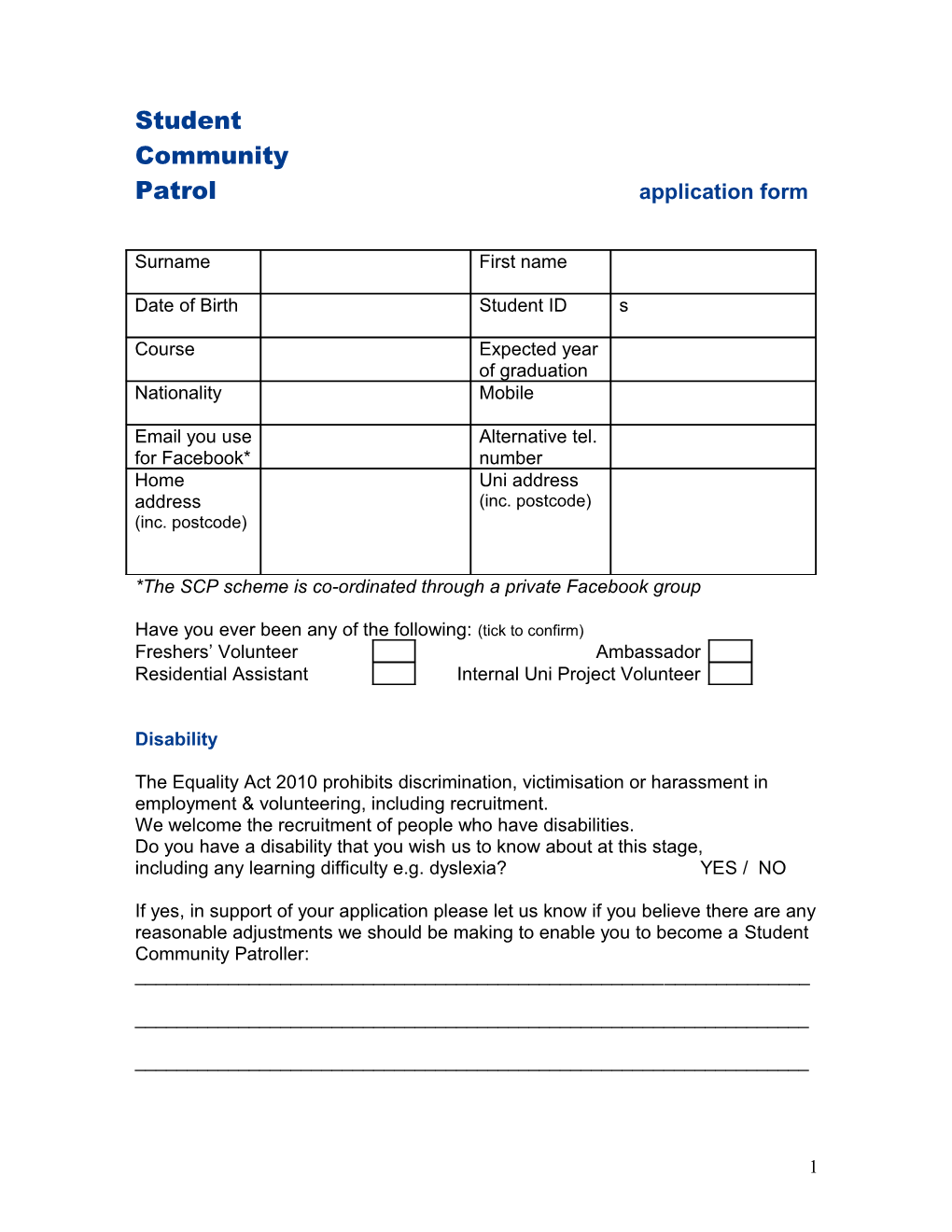 Patrolapplication Form