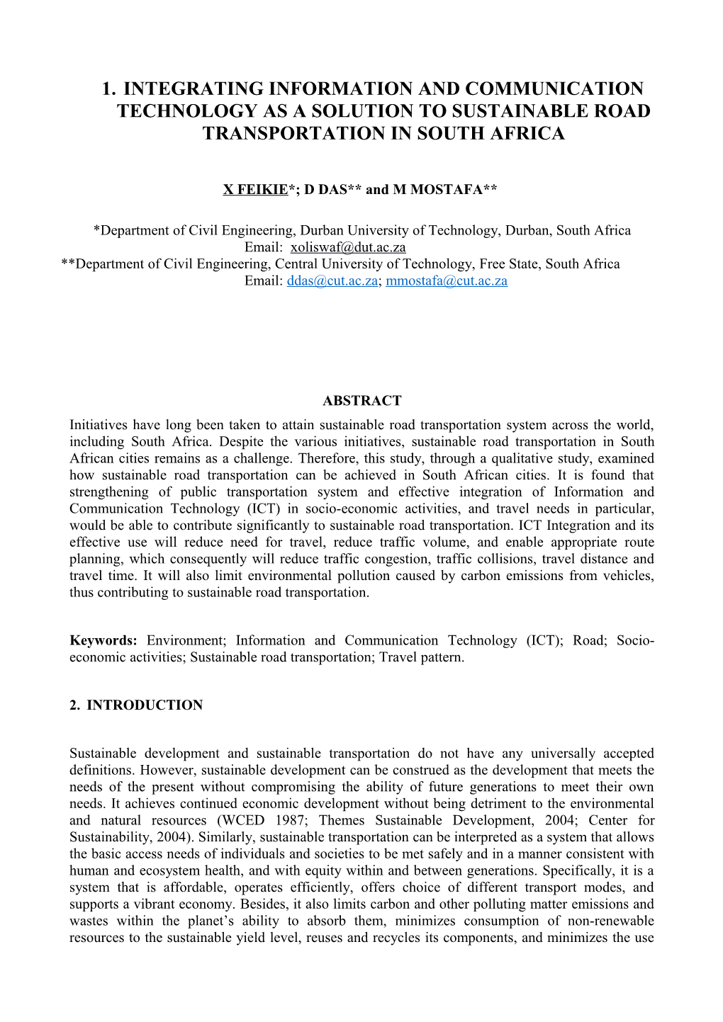 Integrating Information and Communication Technology As a Solution to Sustainable Road