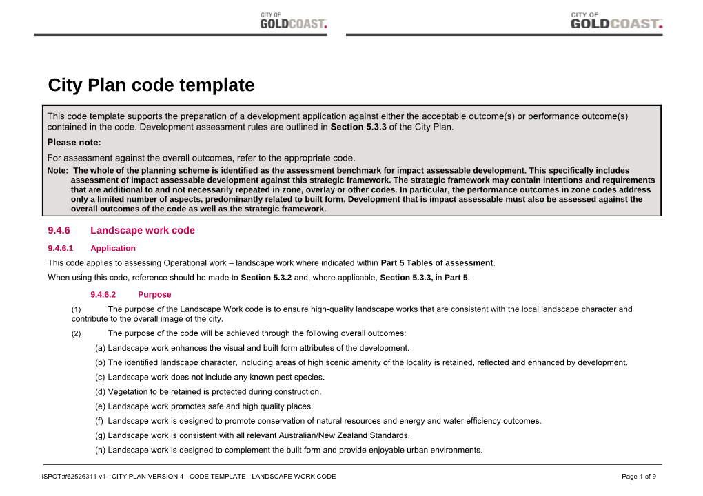 Landscape Work Code