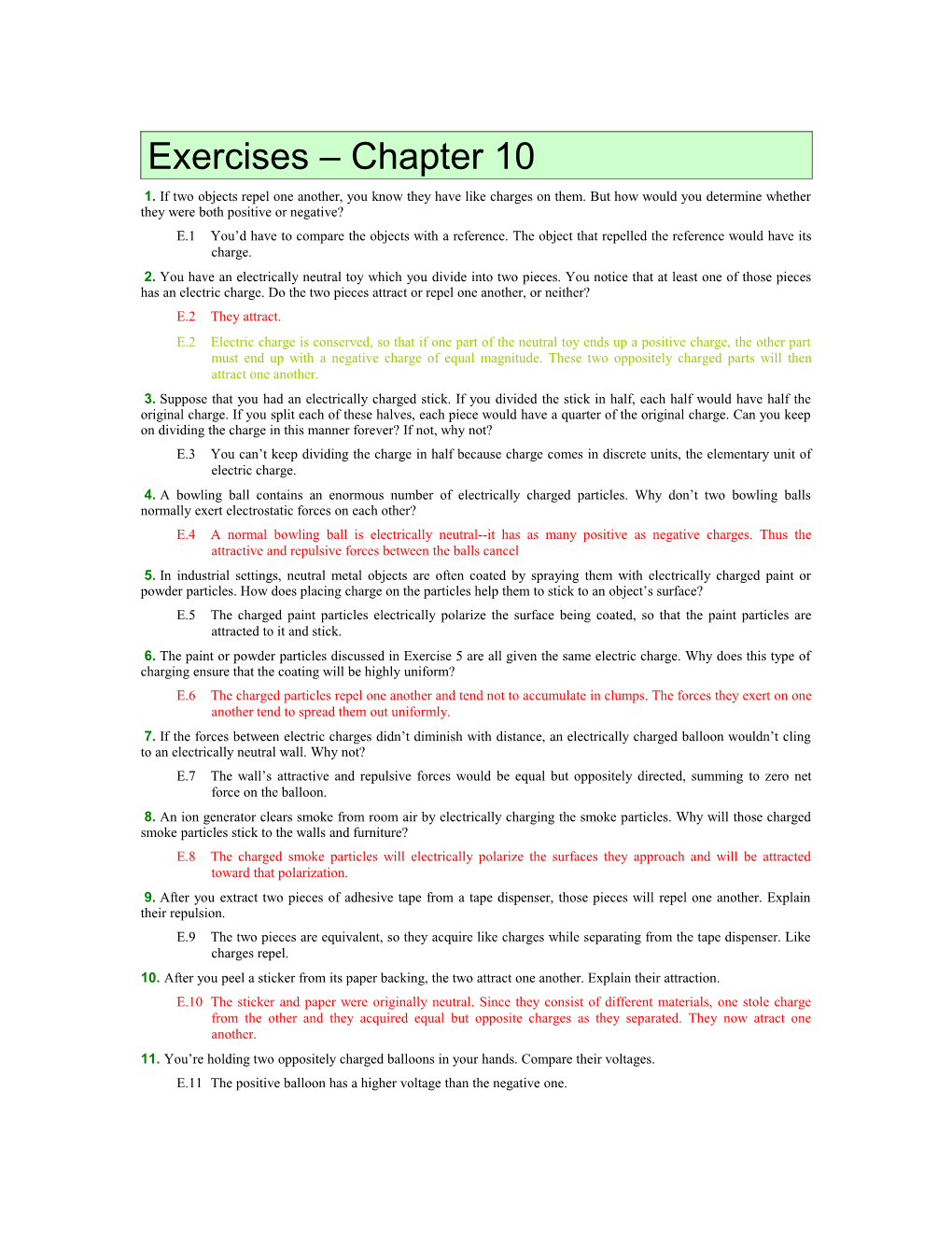 Exercises Chapter 10