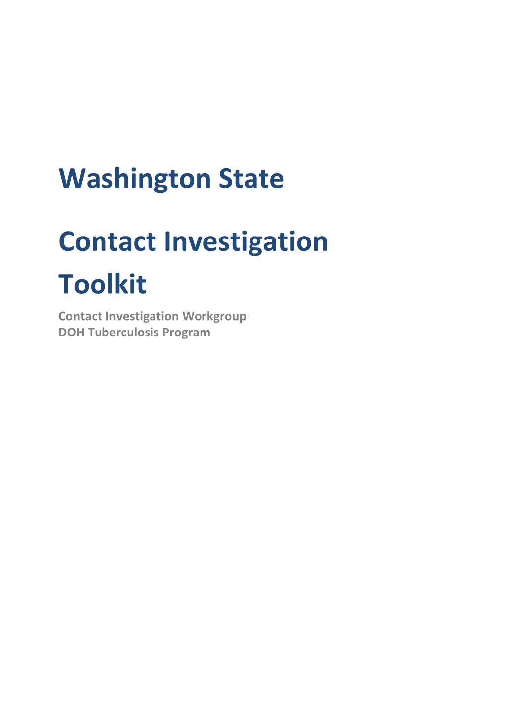 Washington State Tuberculosis Law Manual for Health Officers