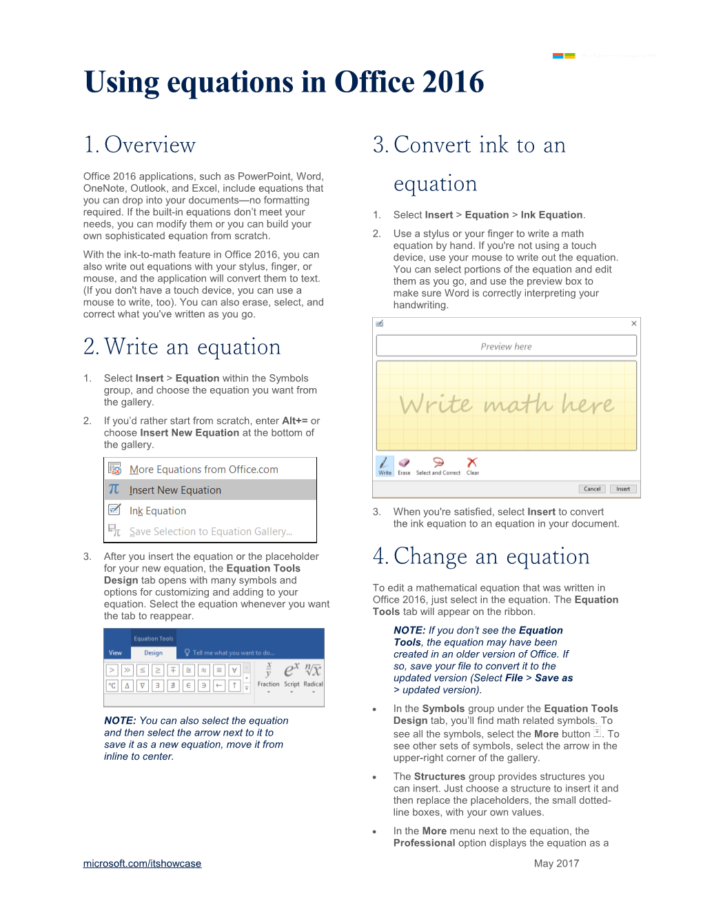Page 1 Using Equations in Office 2016